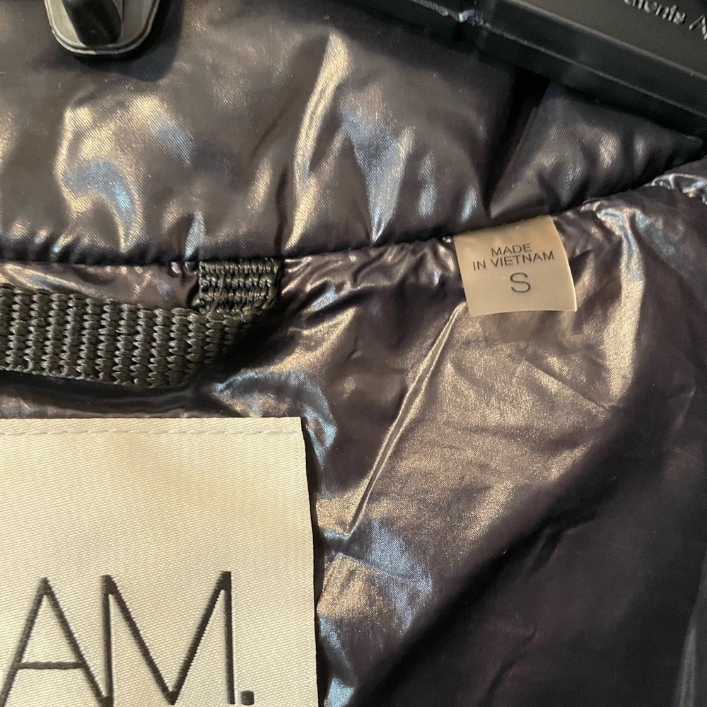 SAM. Shiny Black Puffer Jacket with High Collar size small - Picture 4 of 13